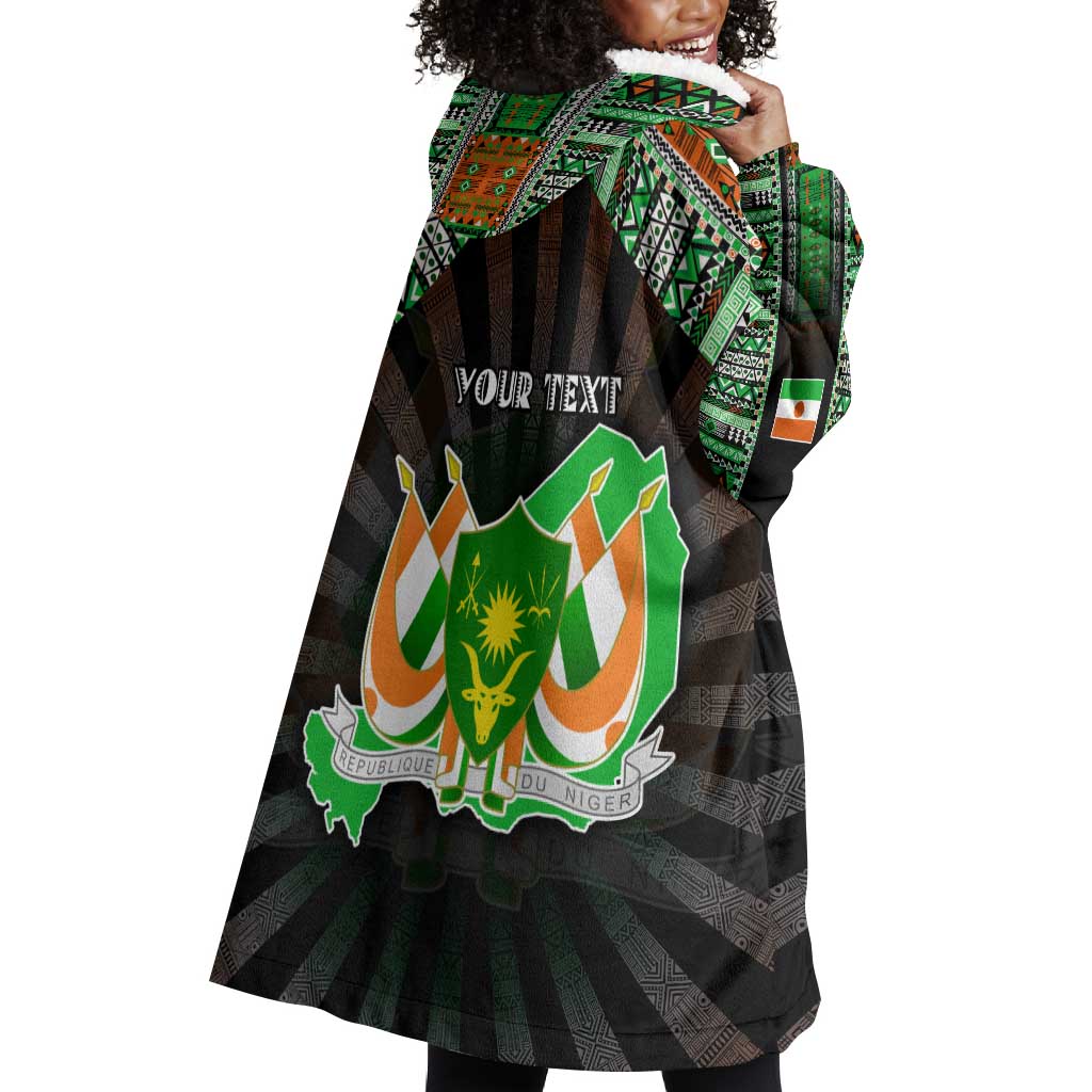 Personalized Niger Roots Wearable Blanket Hoodie African Pride in Fingerprint and Tribal Colors