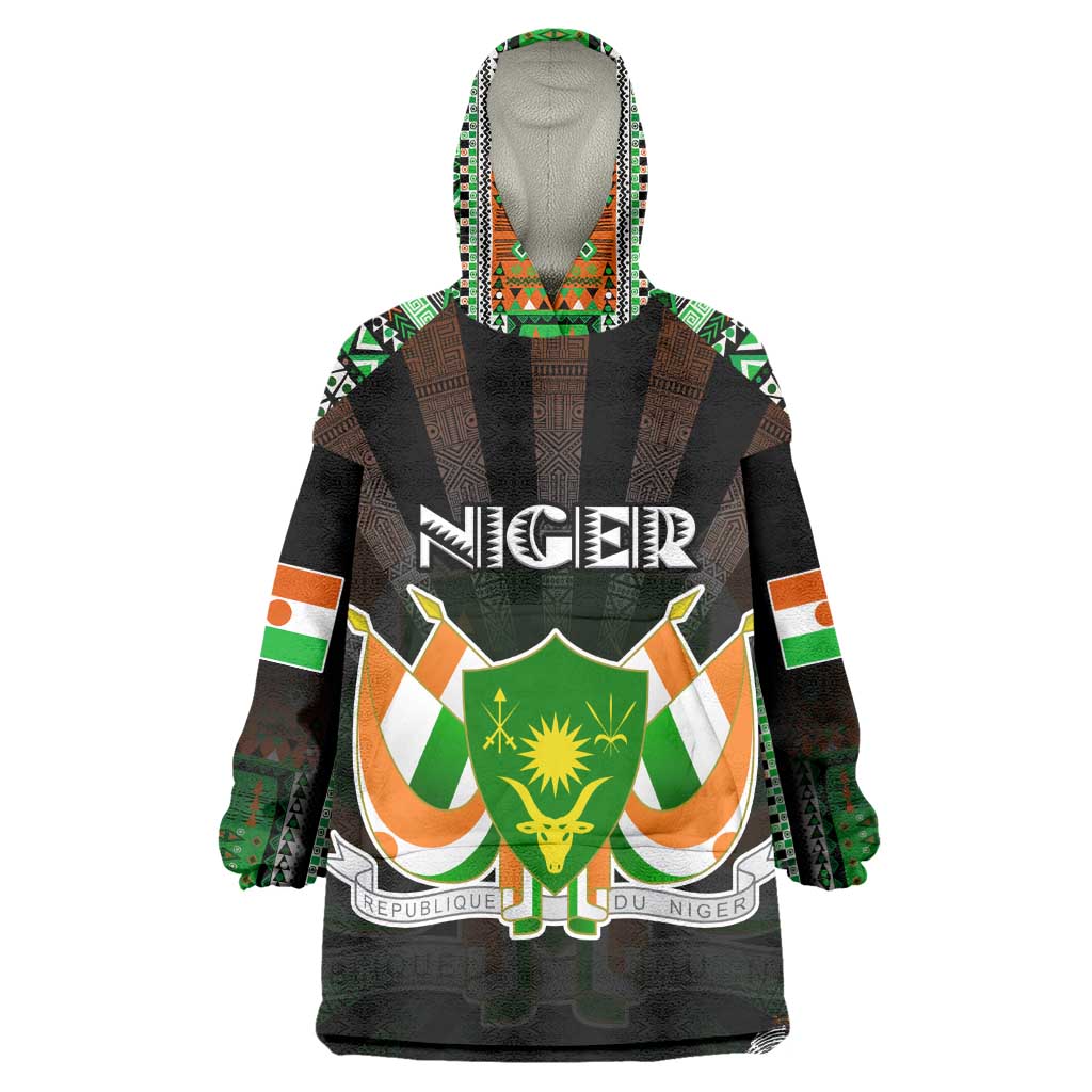 Personalized Niger Roots Wearable Blanket Hoodie African Pride in Fingerprint and Tribal Colors