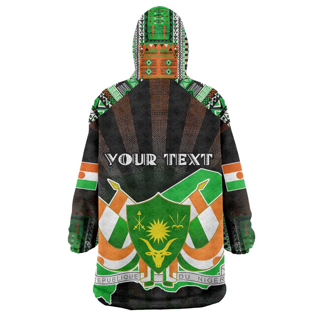 Personalized Niger Roots Wearable Blanket Hoodie African Pride in Fingerprint and Tribal Colors