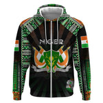 Personalized Niger Roots Zip Hoodie African Pride in Fingerprint and Tribal Colors