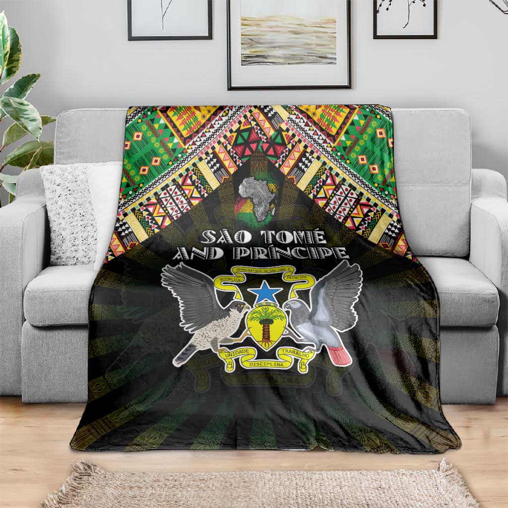 Sao Tome and Principe Roots Blanket African Pride in Fingerprint and Tribal Colors