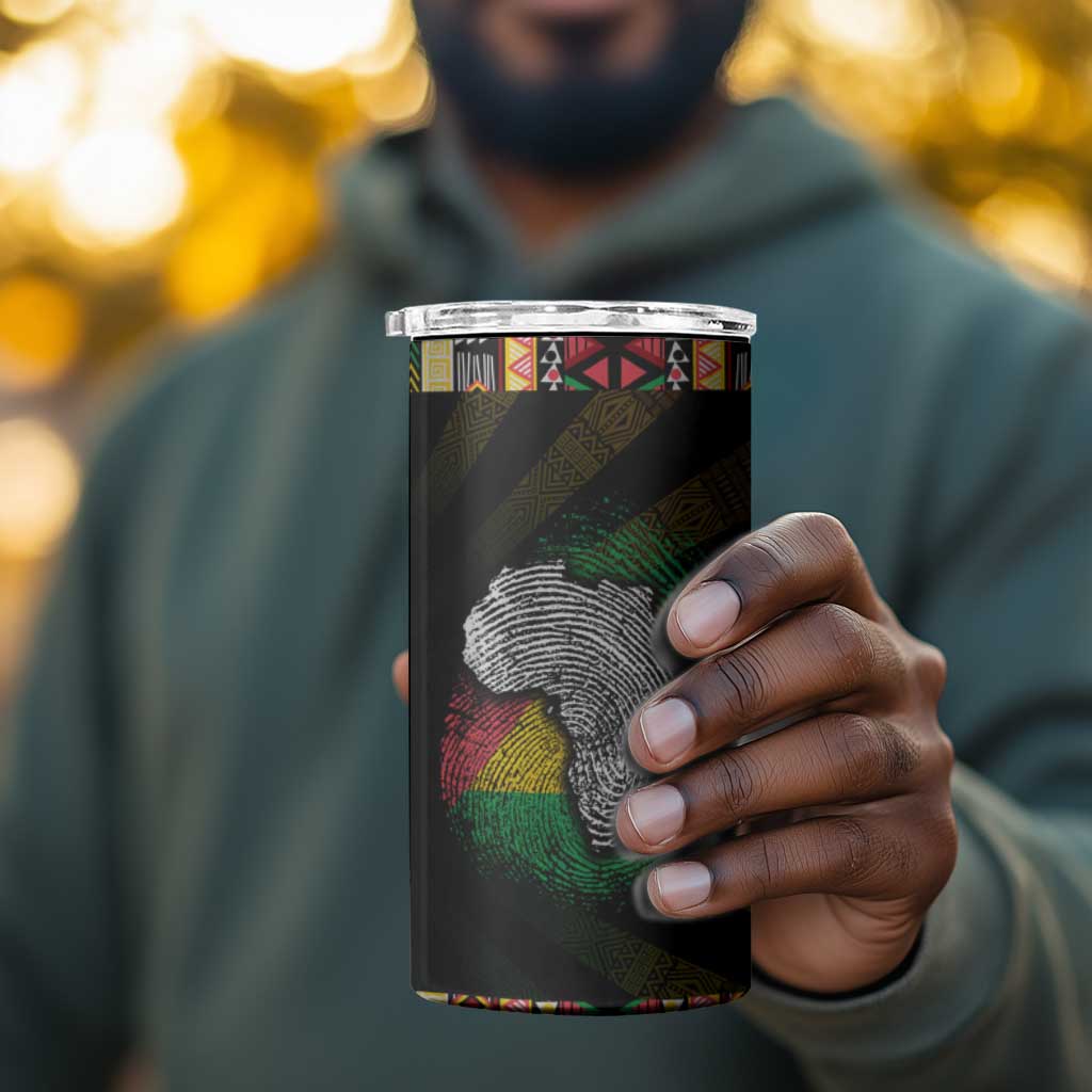 Sao Tome and Principe Roots 4 in 1 Can Cooler Tumbler African Pride in Fingerprint and Tribal Colors