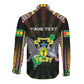 Personalized Sao Tome and Principe Roots Long Sleeve Button Shirt African Pride in Fingerprint and Tribal Colors