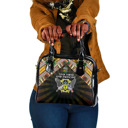 Sao Tome and Principe Roots Shoulder Handbag African Pride in Fingerprint and Tribal Colors