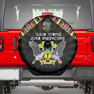 Sao Tome and Principe Roots Spare Tire Cover African Pride in Fingerprint and Tribal Colors