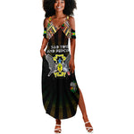 Personalized Sao Tome and Principe Roots Summer Maxi Dress African Pride in Fingerprint and Tribal Colors