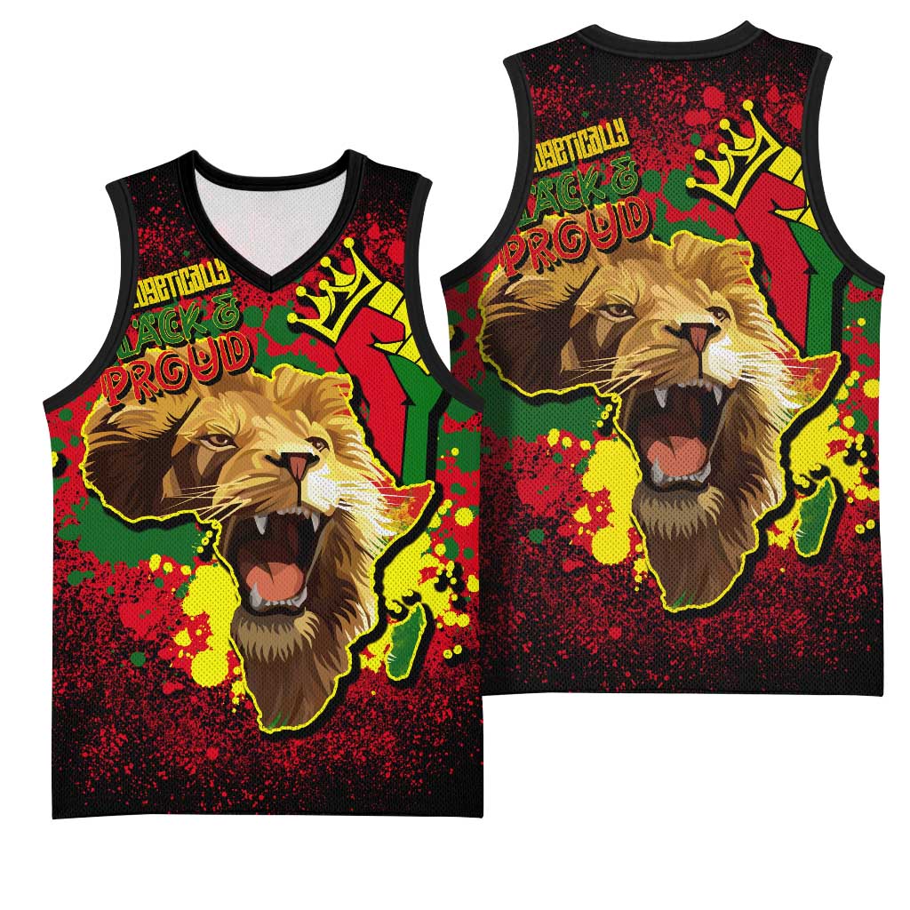 Unapologetically Black and Proud Basketball Jersey Africa Map with Lion DT02