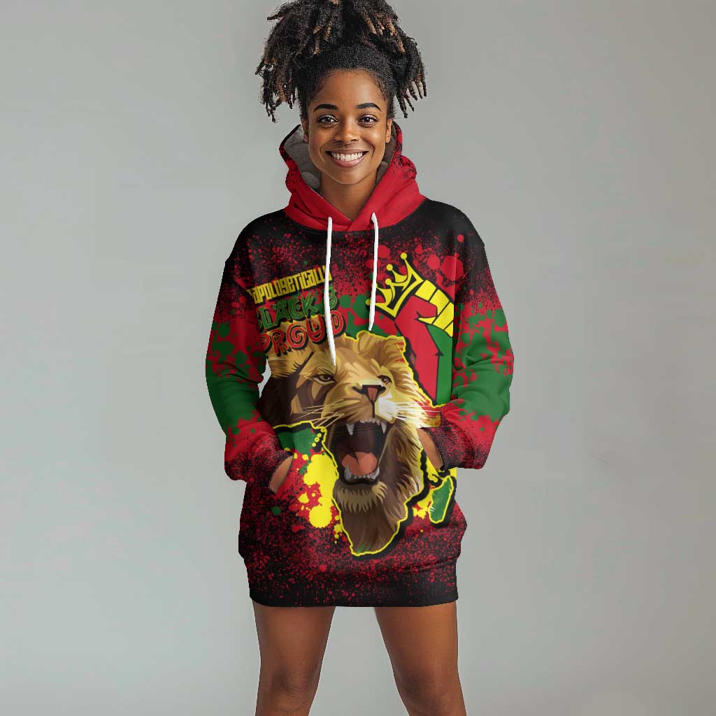 Unapologetically Black and Proud Hoodie Dress Africa Map with Lion