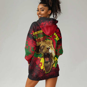 Unapologetically Black and Proud Hoodie Dress Africa Map with Lion