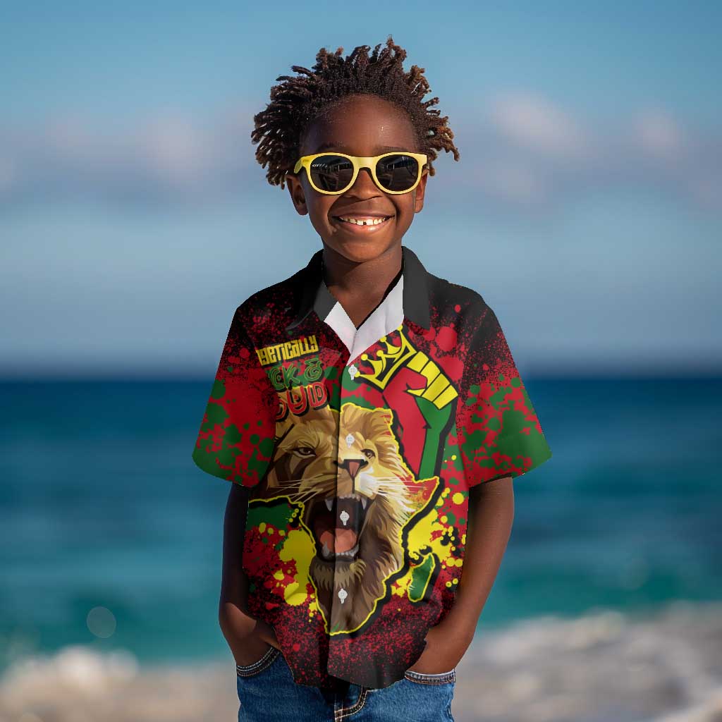 Unapologetically Black and Proud Kid Hawaiian Shirt Africa Map with Lion