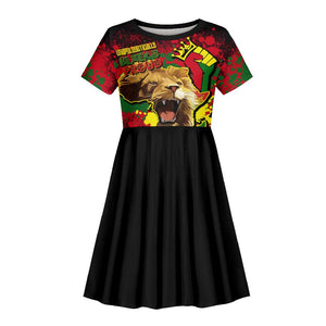 Unapologetically Black and Proud Kid Short Sleeve Dress Africa Map with Lion