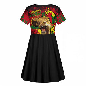 Unapologetically Black and Proud Kid Short Sleeve Dress Africa Map with Lion