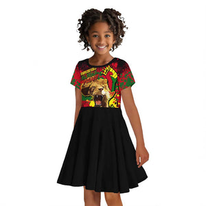 Unapologetically Black and Proud Kid Short Sleeve Dress Africa Map with Lion