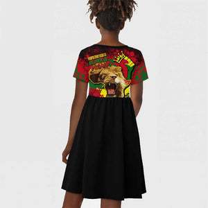 Unapologetically Black and Proud Kid Short Sleeve Dress Africa Map with Lion