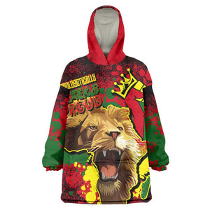 Unapologetically Black and Proud KId Wearable Blanket Hoodie Africa Map with Lion