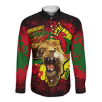 Unapologetically Black and Proud Long Sleeve Button Shirt Africa Map with Lion