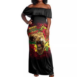 Unapologetically Black and Proud Off Shoulder Maxi Dress Africa Map with Lion