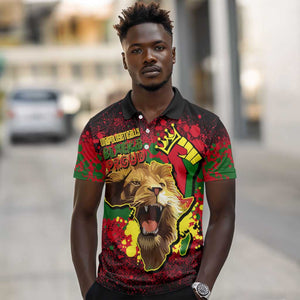 Unapologetically Black and Proud Polo Shirt Africa Map with Lion