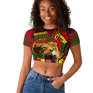 Unapologetically Black and Proud Raglan Cropped T shirt Africa Map with Lion