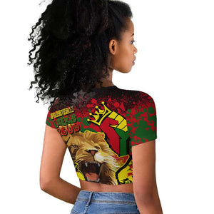 Unapologetically Black and Proud Raglan Cropped T shirt Africa Map with Lion