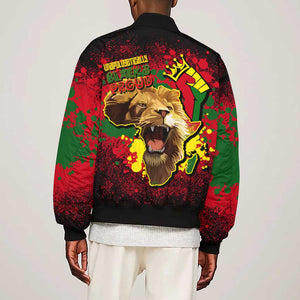 Unapologetically Black and Proud Sleeve Zip Bomber Jacket Africa Map with Lion