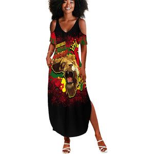 Unapologetically Black and Proud Summer Maxi Dress Africa Map with Lion