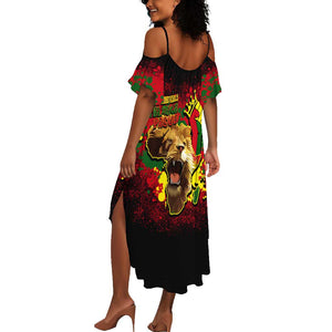 Unapologetically Black and Proud Summer Maxi Dress Africa Map with Lion