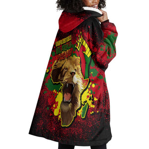 Unapologetically Black and Proud Wearable Blanket Hoodie Africa Map with Lion