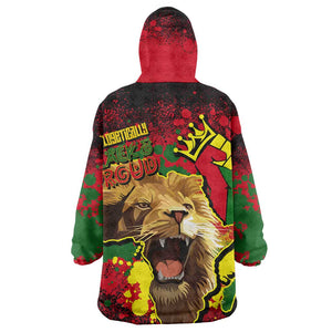 Unapologetically Black and Proud Wearable Blanket Hoodie Africa Map with Lion