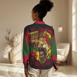 Unapologetically Black and Proud Women Casual Shirt Africa Map with Lion