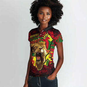 Unapologetically Black and Proud Women Polo Shirt Africa Map with Lion