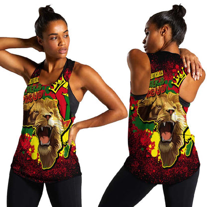 Unapologetically Black and Proud Women Racerback Tank Africa Map with Lion