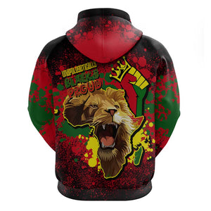 Unapologetically Black and Proud Zip Hoodie Africa Map with Lion