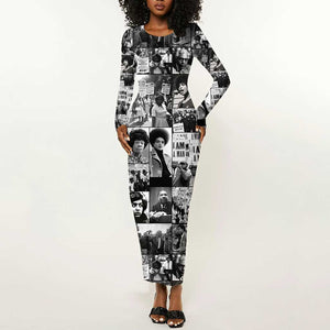 African Long Sleeve Bodycon Dress Black Power Images