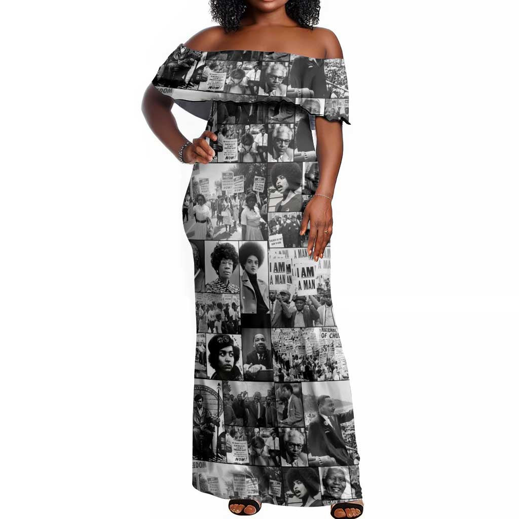 African Off Shoulder Maxi Dress Black Power Images