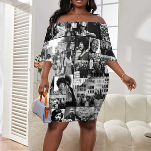 African Off Shoulder Short Dress Black Power Images