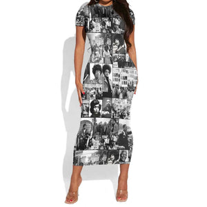 African Short Sleeve Bodycon Dress Black Power Images