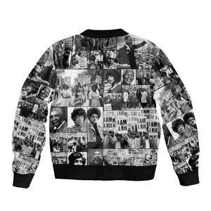 African Sleeve Zip Bomber Jacket Black Power Images