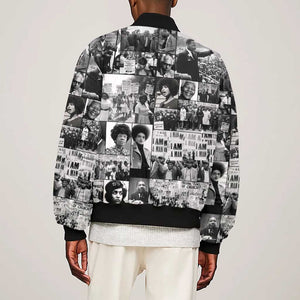 African Sleeve Zip Bomber Jacket Black Power Images