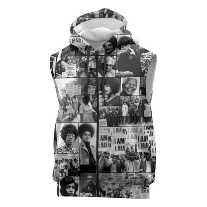 African Sleeveless Zip Hoodie Black Power Images - African Pride