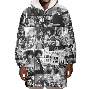 African Wearable Blanket Hoodie Black Power Images