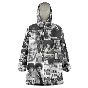 African Wearable Blanket Hoodie Black Power Images