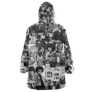 African Wearable Blanket Hoodie Black Power Images