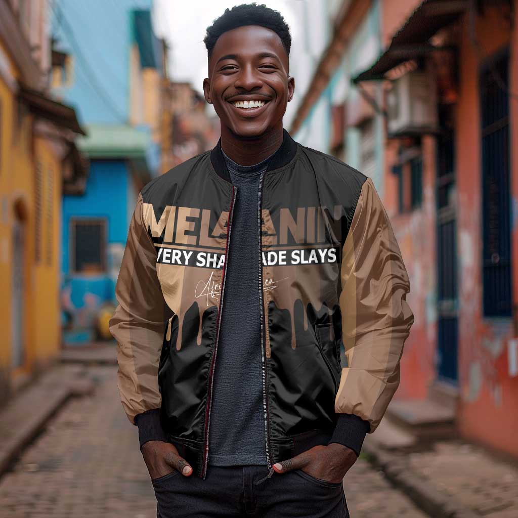 Every Shade Slays Melanin Bomber Jacket African Signature