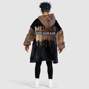 Every Shade Slays Melanin KId Wearable Blanket Hoodie African Signature