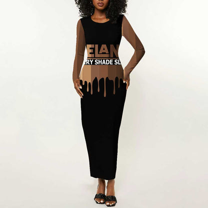 Every Shade Slays Melanin Long Sleeve Bodycon Dress African Signature DT02