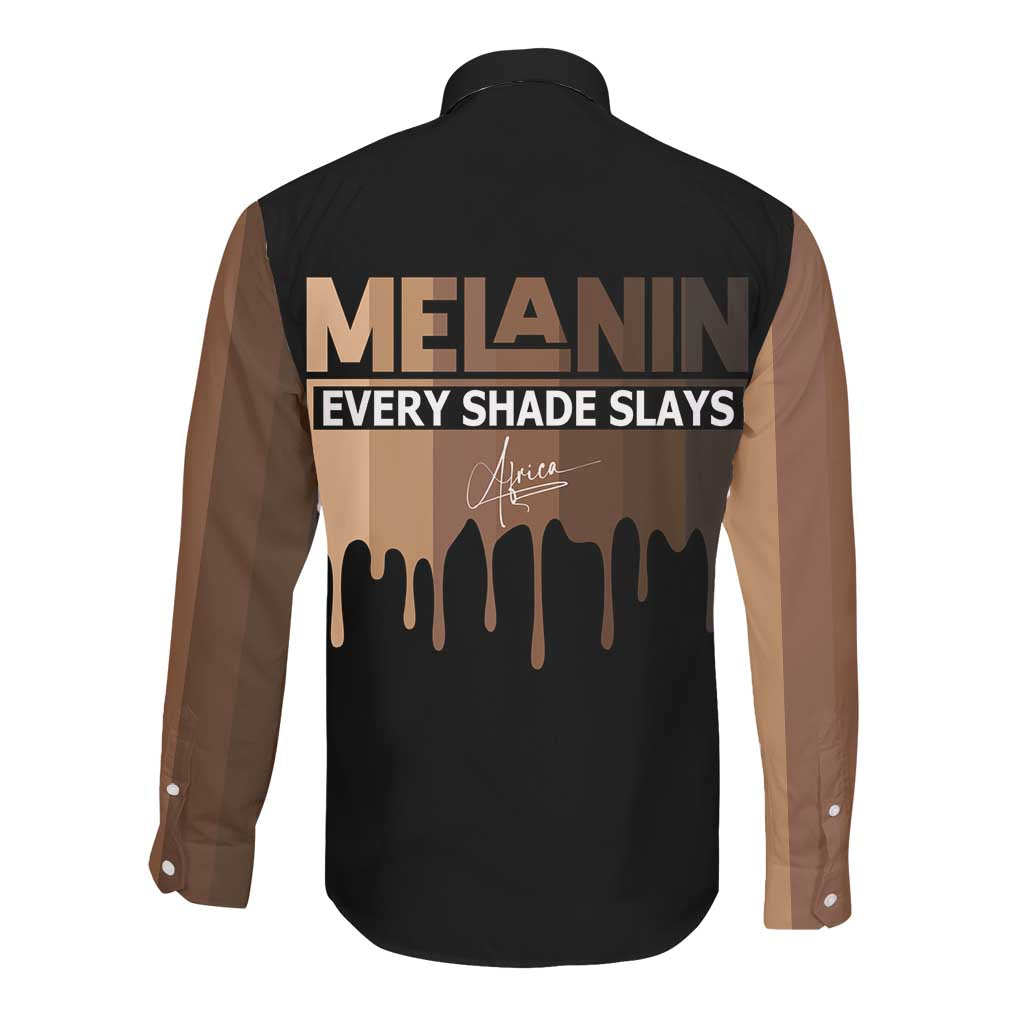 Every Shade Slays Melanin Long Sleeve Button Shirt African Signature