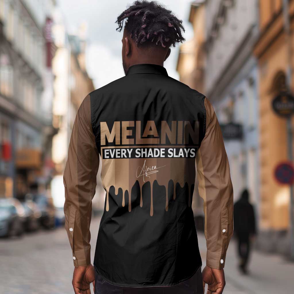Every Shade Slays Melanin Long Sleeve Button Shirt African Signature