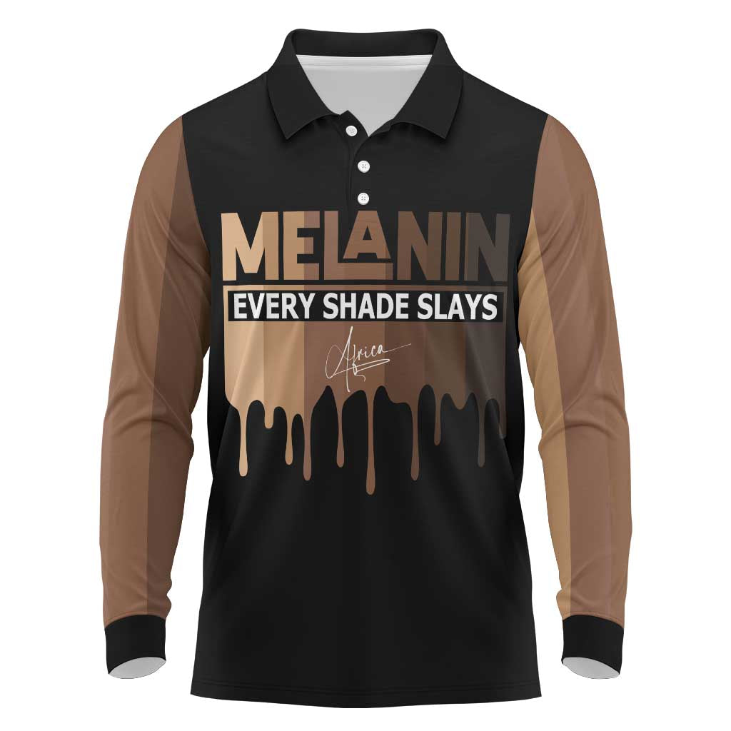 Every Shade Slays Melanin Long Sleeve Polo Shirt African Signature