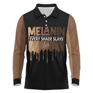 Every Shade Slays Melanin Long Sleeve Polo Shirt African Signature